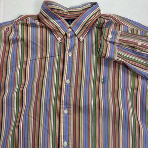 Polo Ralph Lauren Multicolor Striped Long Sleeve Men’s Blue Pony Shirt Size XL